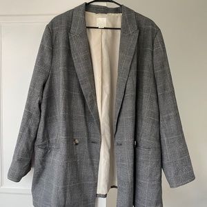 H&M Oversized Grey Plaid Blazer